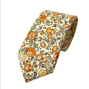 Men's Slim Light Yellow Floral Necktie Wedding Party Prom Groom Style Gift
